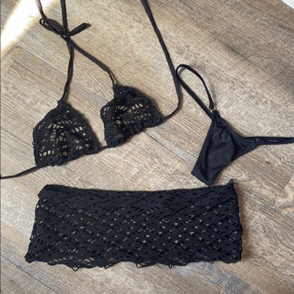 Sexy Black Mesh 3 piece outfit S/M - Picture 7 of 13